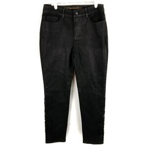 Soft Surroundings NWT Black Coated Cotton Embellished Jeans Size 6